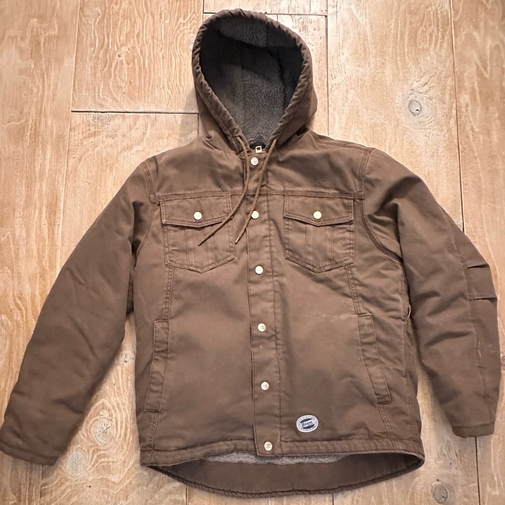 Brown Ski Jacket with Hood and Warm Lining